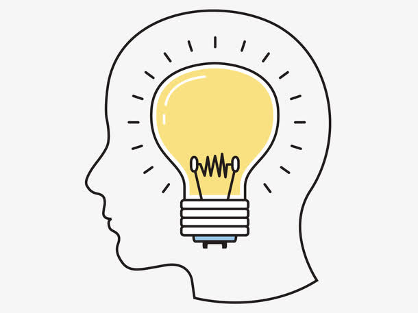 手绘头部创意灯泡logo矢量下载