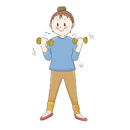 手绘拿哑铃锻炼的女孩
