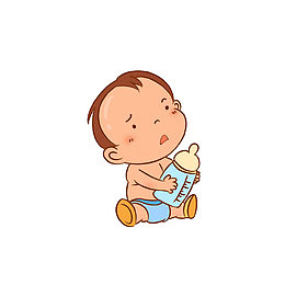 抱着奶瓶疑惑的宝宝