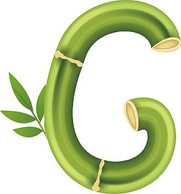 大写字母A清新绿色竹子艺术字母