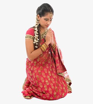 下跪合掌的泰国礼节