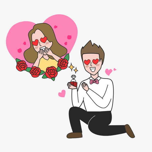 男孩向女友下跪求婚