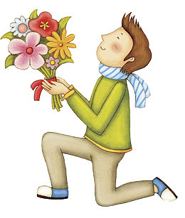 喀戎拿着花的男人免抠图