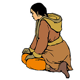 跪在地上的女子