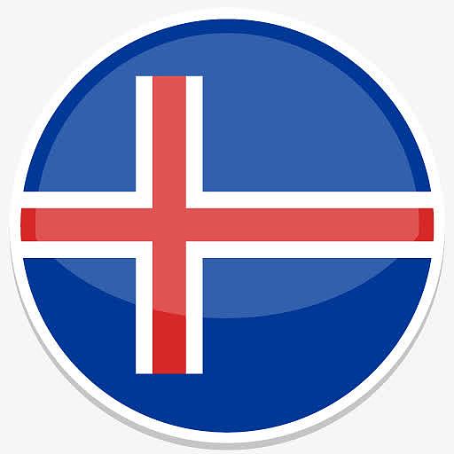 冰岛平圆世界国旗图标集