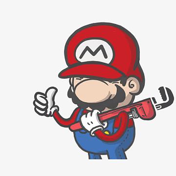 卡通可爱的手拿扳手竖大拇指的水