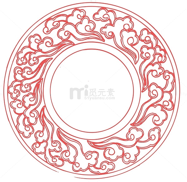 红色中国风云朵圆圈