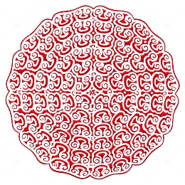 多边形古典祥云底纹红色免抠素材