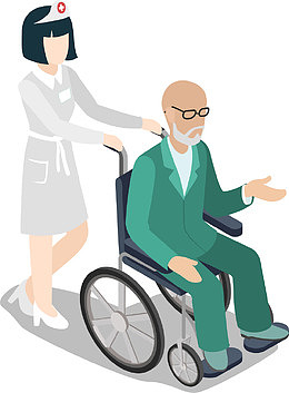 医护人员与老人