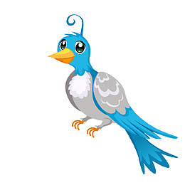 卡通蓝色的羽毛小鸟