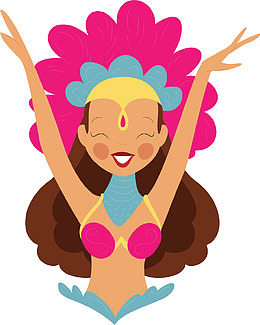 粉红色羽毛头饰舞女