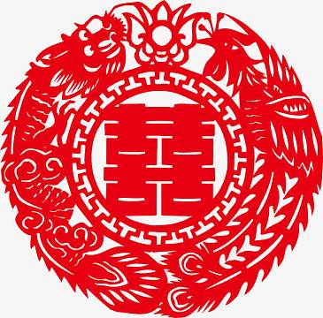 红色剪纸矢量图案