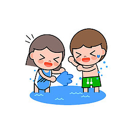 戏水男女宝宝笑
