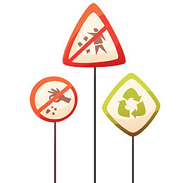 卡通禁止乱扔垃圾标签设计