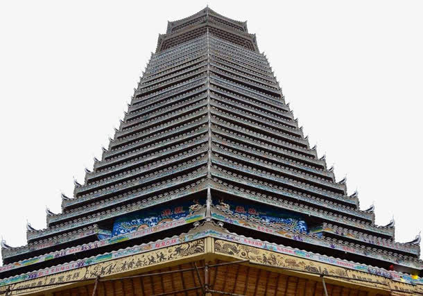 民族风侗族地区标志性建筑免抠