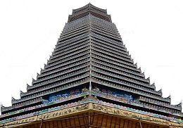 民族风侗族地区标志性建筑免抠