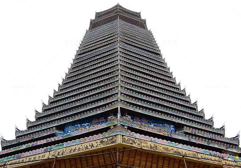 民族风侗族地区标志性建筑免抠