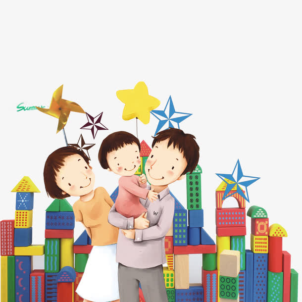 一家三口喝彩的人