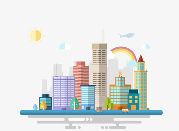 卡通手绘城市建筑