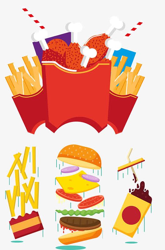 矢量手绘快餐套餐