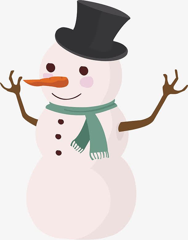 圣诞节卡通手绘绿围巾礼帽雪人