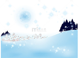 冬日蓝色飘雪雪地