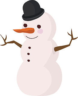 圣诞节卡通手绘戴圆礼帽雪人