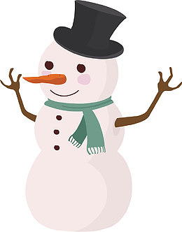 圣诞节卡通手绘绿围巾礼帽雪人