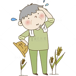卡通出汗的农民免抠图