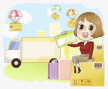 手绘那信用卡的美女