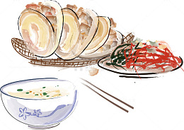 手绘中国菜传统美食