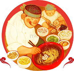 中国风做饭的男孩免抠图
