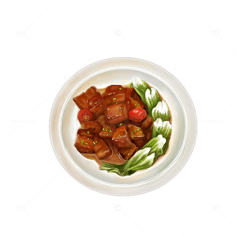 中国风美食餐饮好吃的手绘红烧肉