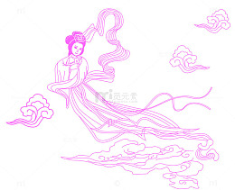手绘线描嫦娥仙子
