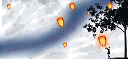 高清夜晚上放天灯