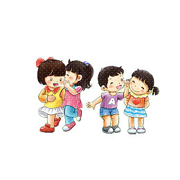 各自说悄悄话的小孩