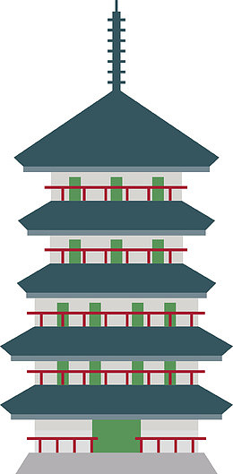 日本特色风格建筑卡通装饰元素