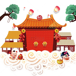 喜庆新年psd分层背景