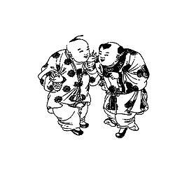 窃窃私语的古代小孩
