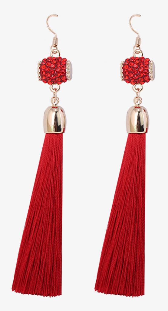 新娘红色结婚流苏耳环素材免费下载_觅元素