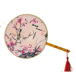 黄色手柄红色流苏扇子