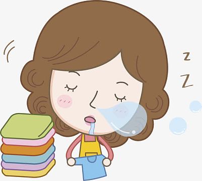 卡通瞌睡女人免抠图