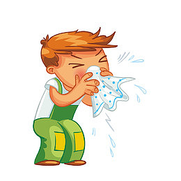 矢量流鼻涕生病小男生