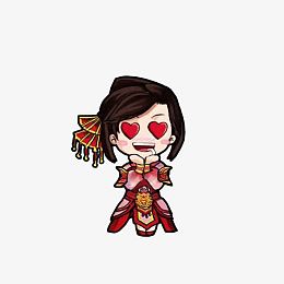 卡通眼冒爱心的古代女孩