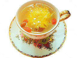 一杯枸杞黄色金丝菊茶
