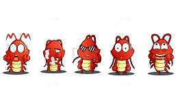 各种表情的龙虾