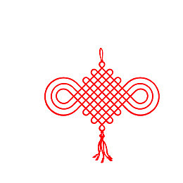 红色手绘中国结线稿图素材