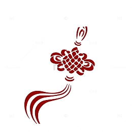 卡通手绘飘动的中国结素材