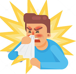 手绘感冒流鼻涕男子