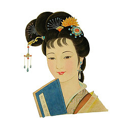 手绘古典美女贾迎春读太上感应篇